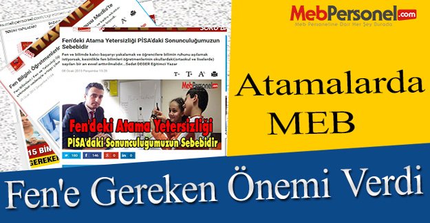 Atamalarda MEB Fen'e Gereken Önemi Verdi