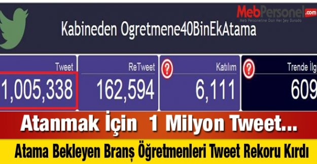 Atanmak İçin  1 Milyon Tweet...