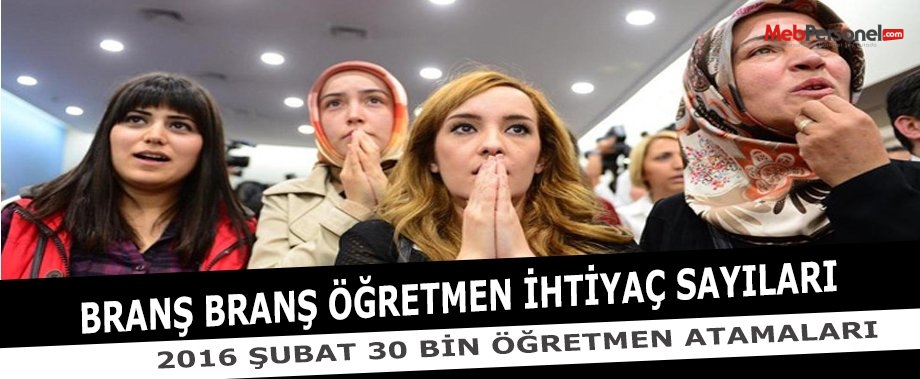 Öğretmen Atamaları Branş İhtiyaç Sayıları