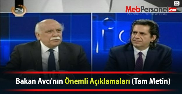 Bakan Avcı'nın Önemli Açıklamaları (Tam Metin)