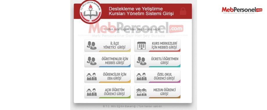 EBA e-Kurs Öğrenci Giriş (MEB Personel)