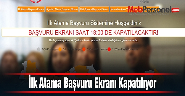 İlk Atama Başvuru Ekranı Kapatılıyor