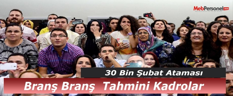 Öğretmen Atamaları Branş Branş  Kadro Dağılımı (Tahmini)
