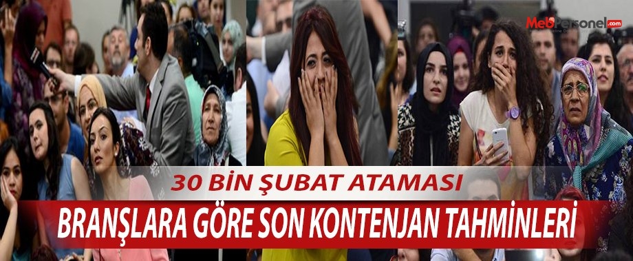 Öğretmen Atamaları  İçin Son Tahmini Branş Kontenjan Dağılımı