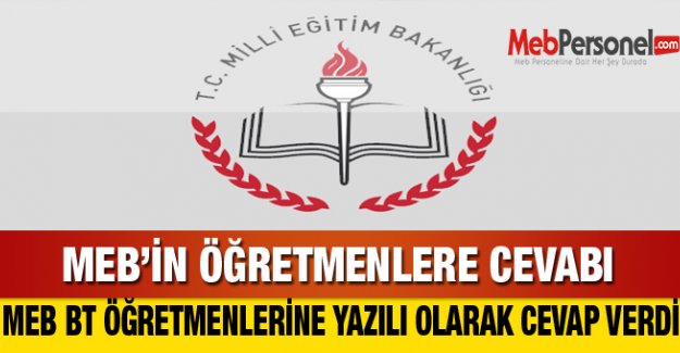 MEB'in Öğretmenlerin Talebine  Cevabı