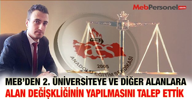Milli Eğitim Bakanlığından 2. Üniversiteye Alan Değişikliği Talebi