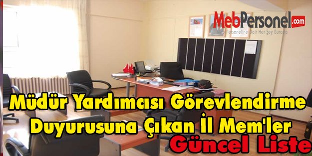 Müdür Yardımcısı Görevlendirme Duyurusu Yapan İL MEM'ler ( 33 iL)