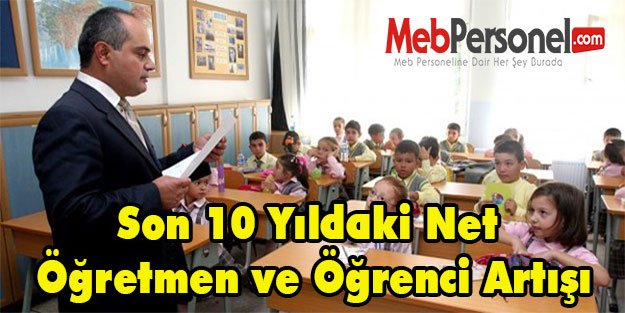 Son 10 Yıldaki Net Öğretmen ve Öğrenci Artışı