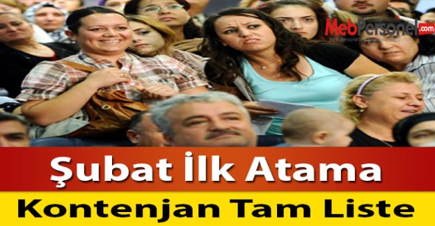 Şubat İlk Atama Kontenjanları Tam Liste