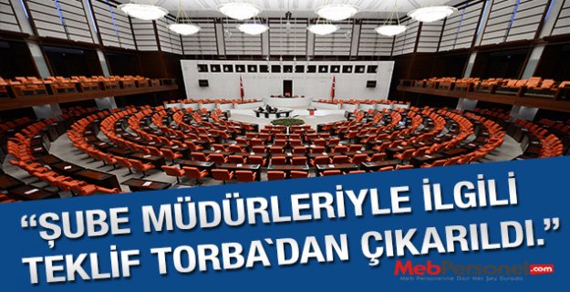 ŞUBE MÜDÜRLERİYLE İLGİLİ TEKLİF TORBA`DAN ÇIKARILDI.