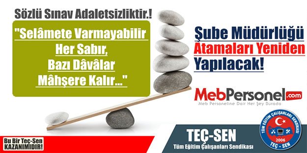 Şube Müdürlüğü Atamaları Yeniden Yapılacak