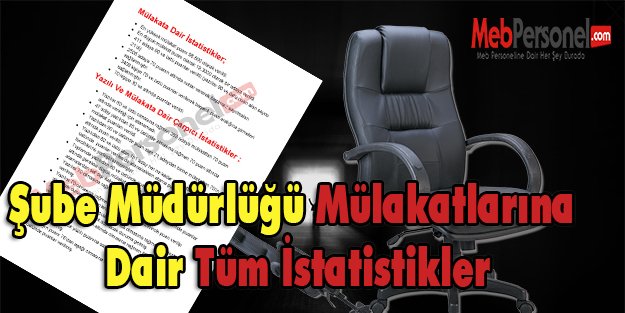 Şube Müdürlüğü Mülakatları Flaş İstatistikleri