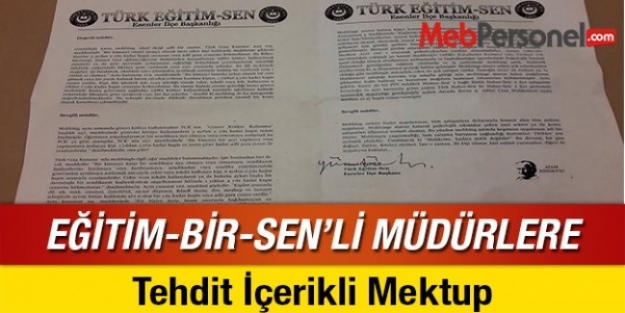 TÜRK EĞİTİM-SEN'DEN EĞİTİM-BİR-SEN'Lİ MÜDÜRLERE SERT MEKTUP