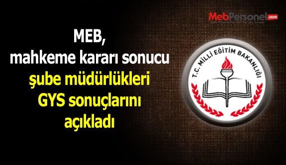 MEB, mahkeme kararı sonucu şube müdürlükleri GYS sonuçlarını açıkladı