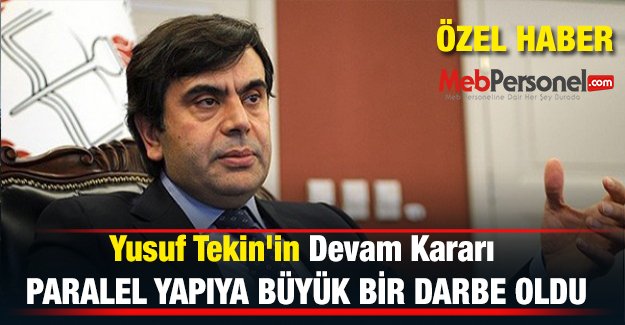 Yusuf Tekin'in Devam Kararı MEB İçin Büyük Kazançtır