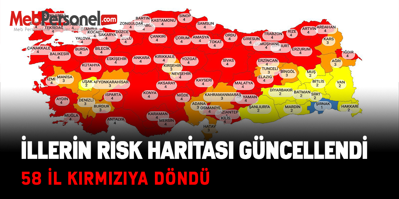İllerin Risk Haritası Güncellendi. 58 İl Kırmızıya Döndü