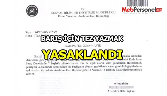 Barışa Tez Yasak