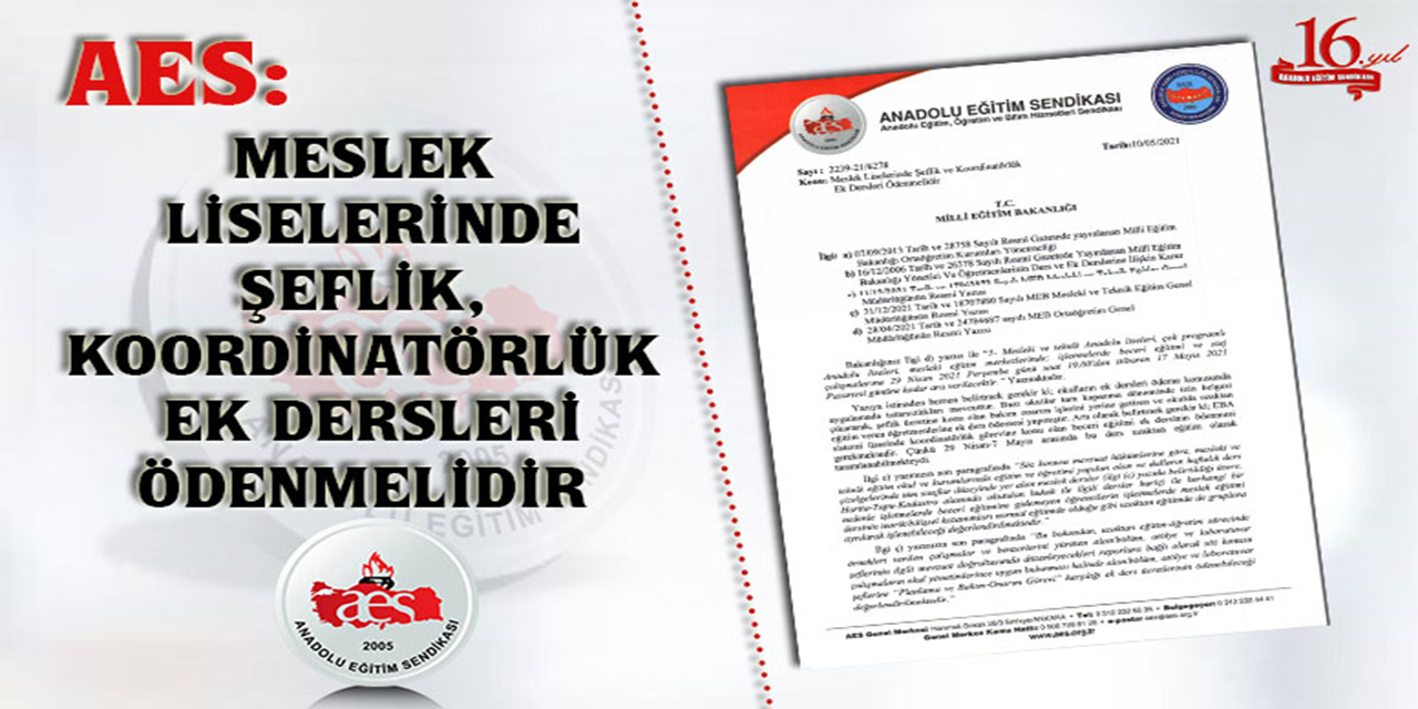 AES'ten Öğretmenlerin Ek Ders Ücreti Açıklaması