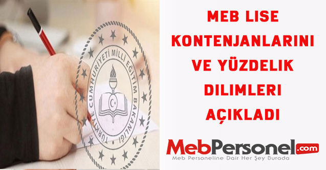 MEB lise kontenjanlarını ve yüzdelik dilimleri açıkladı