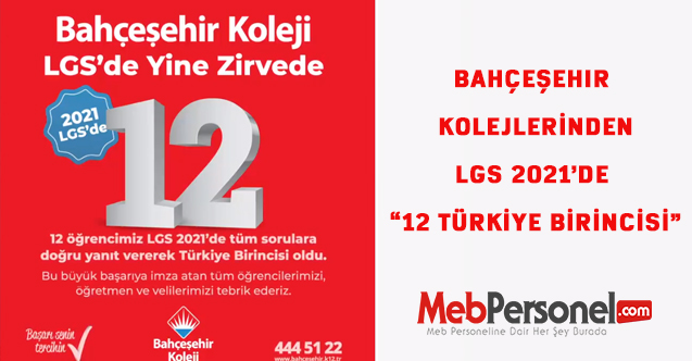 LGS'de 500 Tam Puan Alan 97 Öğrenciden 12'si Bahçeşehir Kolejinden