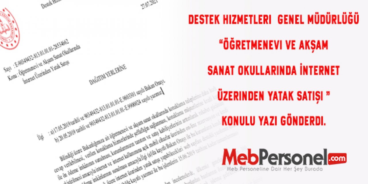 Öğretmenevi ve Akşam Sanat Okullarında  İnternet Üzerinden Yatak Satışı