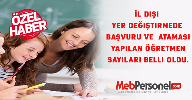 İl dışı yer değiştirmede başvuru ve  ataması yapılan öğretmen sayıları belli oldu.