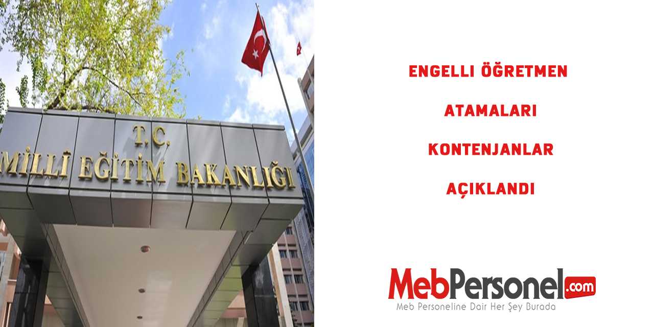 MEB Engelli öğretmen atamaları kontenjanlarını açıkladı
