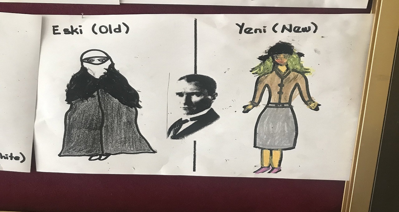 Okulda Atatürk Panosuna asılan bu resim CİMER'e şikayet edildi