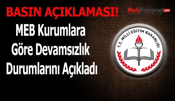 MEB Kurumlara Göre Devamsızlık Durumlarını Açıkladı