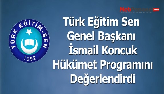 Türk Eğitim Sen Genel Başkanı İsmail Koncuk Hükümet Programını Değerlendirdi
