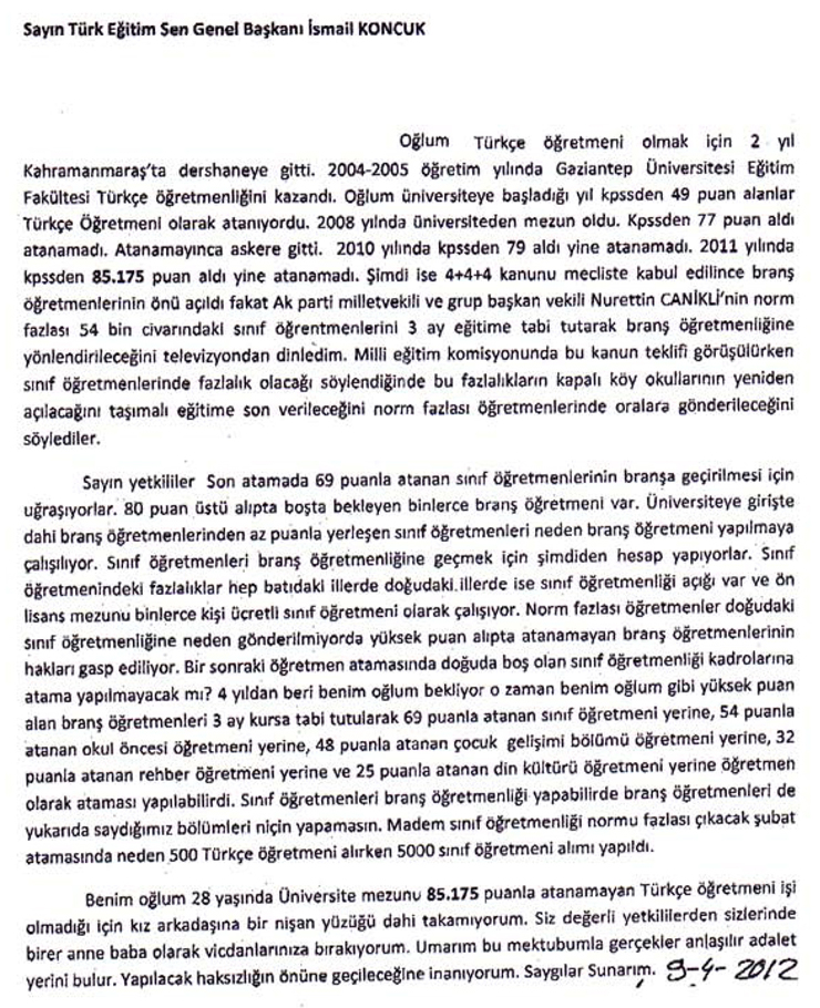  ATAMA BEKLEYEN BİR  ÖĞRETMEN BABASININ FERYADI