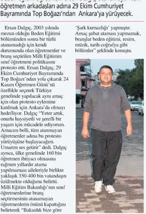 Tüm Atanamayan  Öğretmenler Adına 29 Ekimde Hataydan Ankaraya Yürüyecek