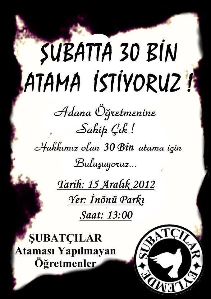 Şubatçılar Grubu 15 Aralıkta Adana'da eylemde