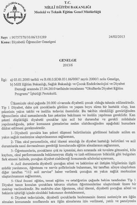 MEB'den diyabetli öğrenci genelgesi