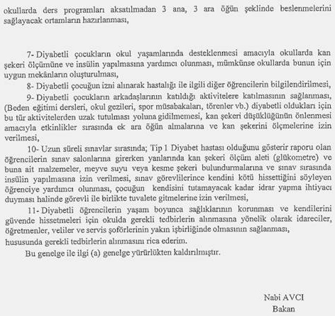 MEB'den diyabetli öğrenci genelgesi
