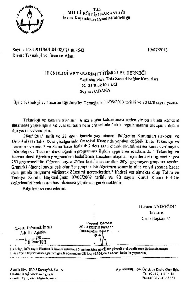 Teknoloji Tasarım Dersi Gruplara Ayrılacak