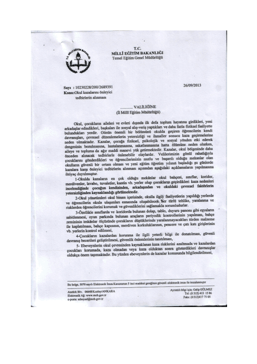 MEB'den Okullara Uyarı Yazısı