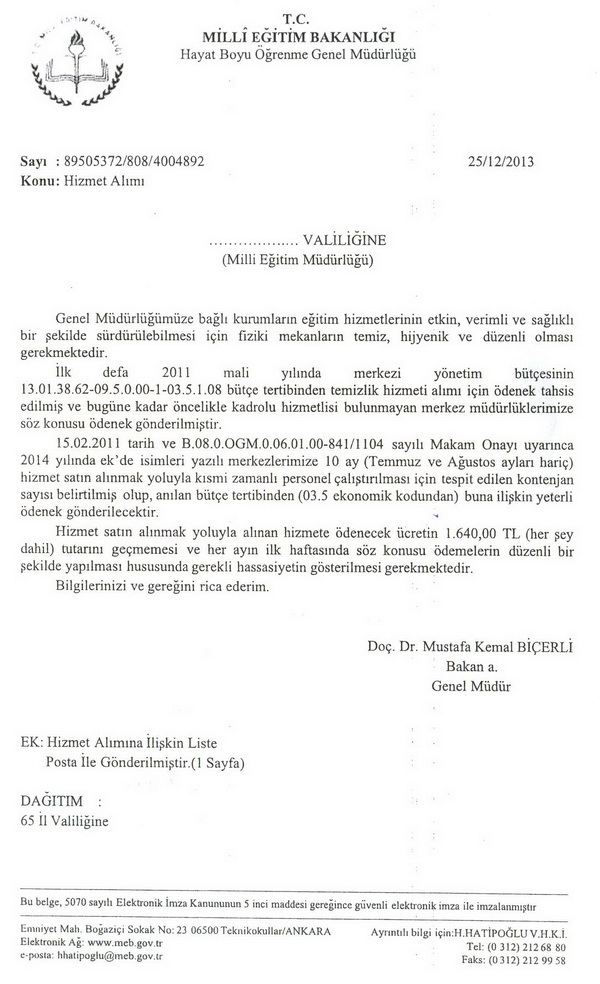MEB'de, hizmet alımında farklı tarifeler