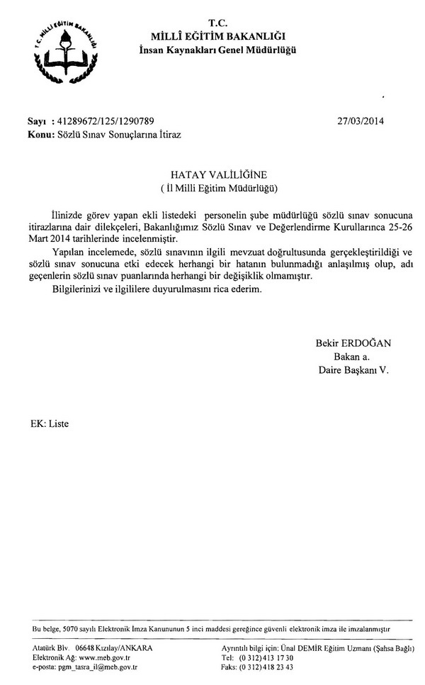 MEB şube müdürlüğü sözlü sınavına toptan cevap verdi