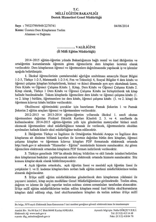 Ücretsiz Ders Kitapları Yazısı