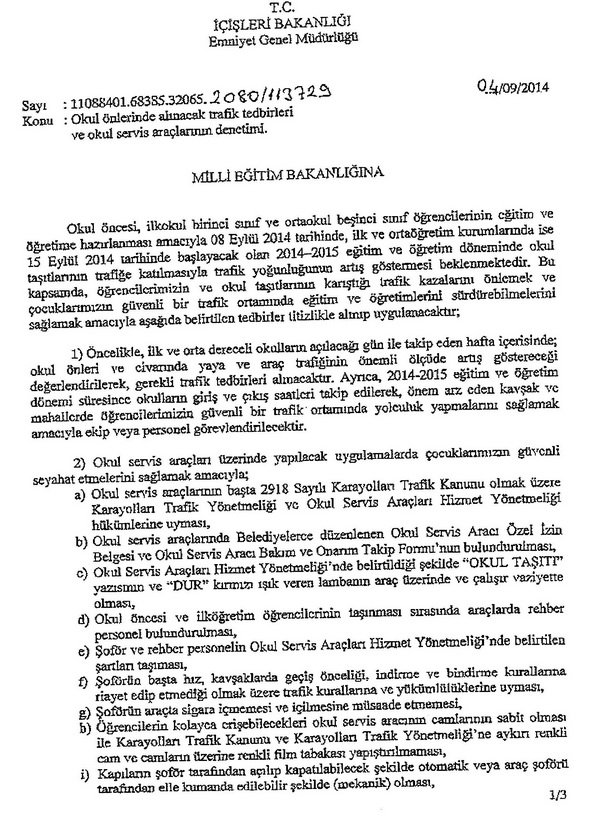 Okul trafik tedbirleri ve servis araçları denetimi
