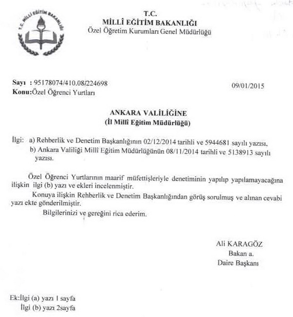 Özel öğrenci yurtlarını maarif müfettişleri denetleyecek