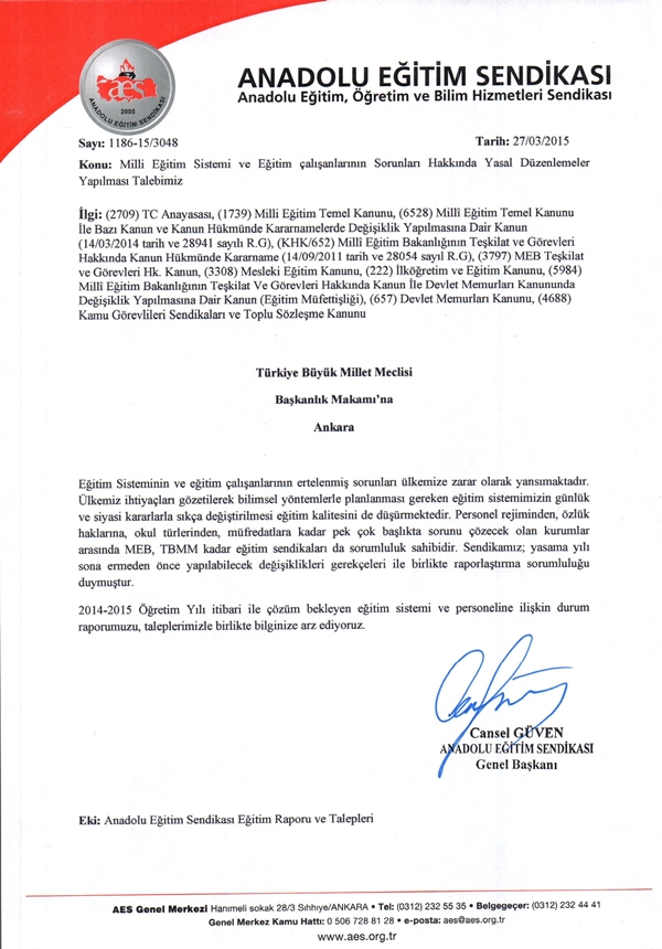 AES'in Öğretmenler Adına Önemli Talepleri Meclise ve MEB'e  Ulaştı