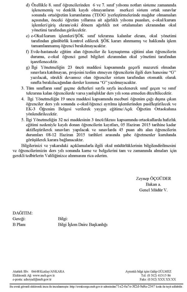 İlköğretim kurumlarında yıl sonu iş ve işlemleri