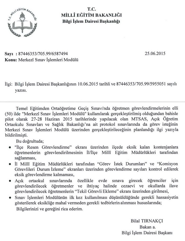 Sınav işlemleri modülü ayrıntıları