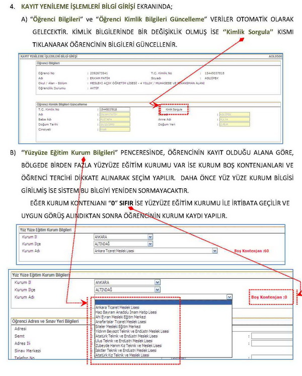 Mesleki Açık Öğretim Lisesi kayıt yenileme ücreti 25,00 TL