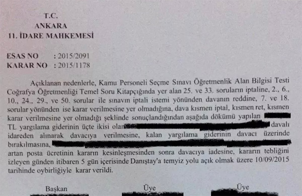 Coğrafya ÖABT'de açılan davanın ilk bölümü sonuçlandı