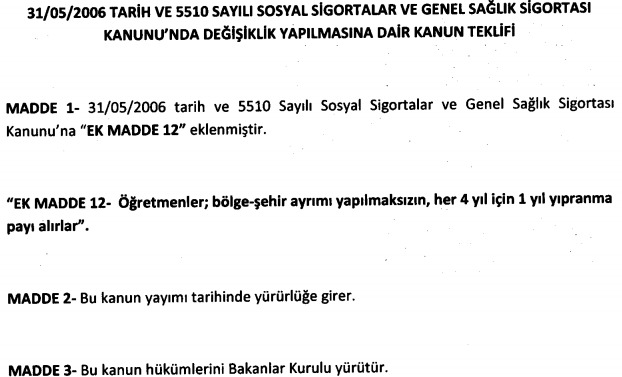 ÖĞRETMENLERE YIPRANMA PAYI VERİLMESİNİ İÇEREN YASA TBMM KOMİSYONDA