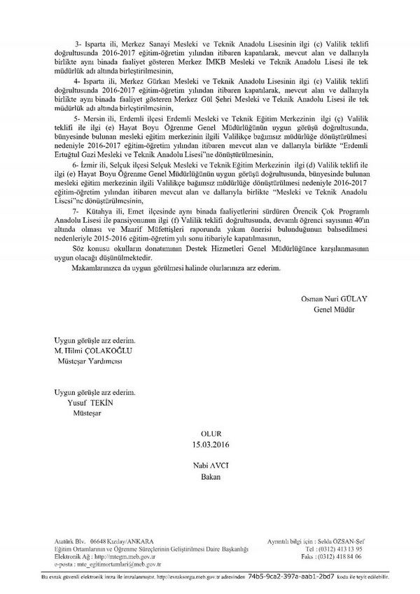 MEB, Birleştirilen, yeni açılan veya kapatılan alan/dalları açıkladı