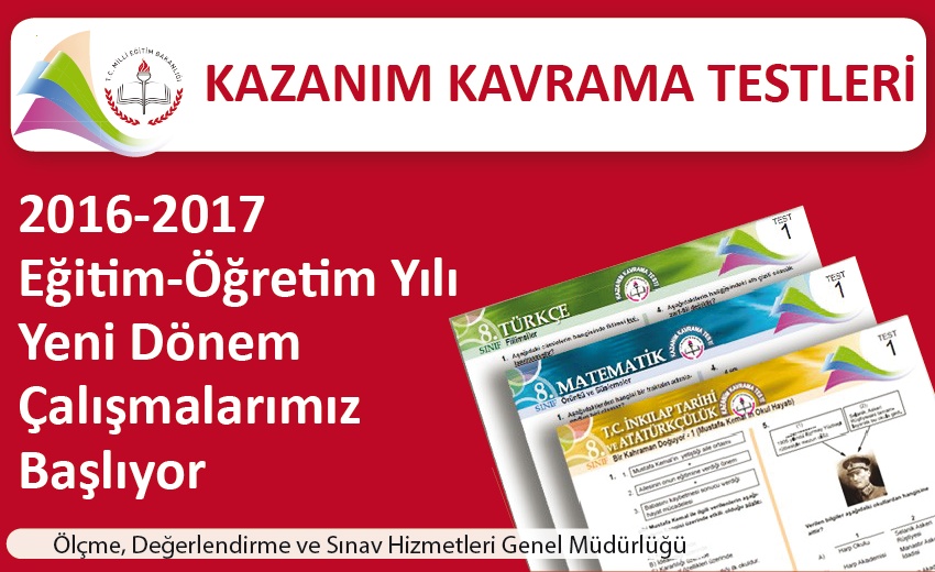 2016-2017 Kazanım Testleri Yayında